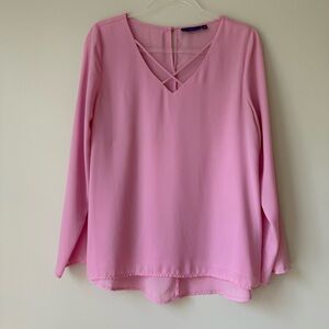 Pink Long‎ Sleeve Relaxed Blouse Sz M